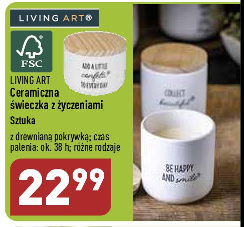 Świeczka ceramiczna z życzeniami Living art promocja