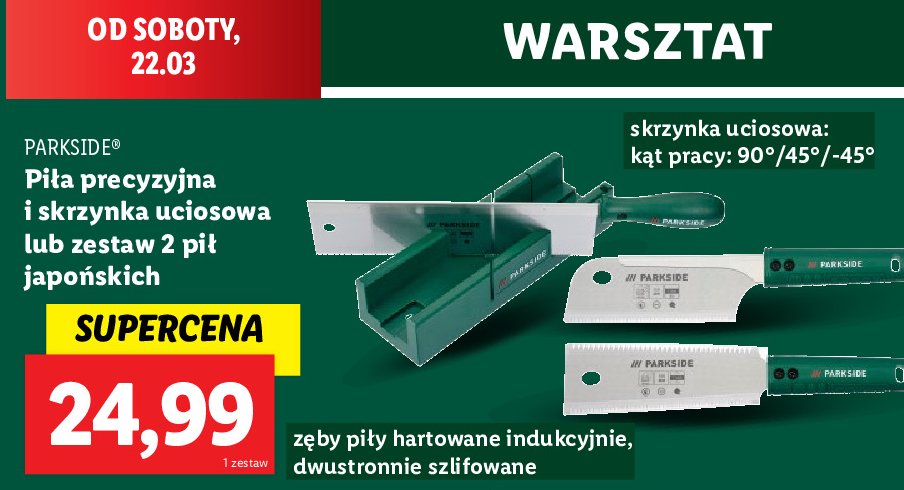 Piła precyzyjna i skrzynia uciosowa Parkside promocja w Lidl