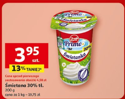 Śmietana 30% tł. Zott Primo promocja w Auchan