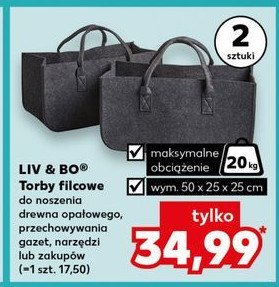 Torby filcowe 50 x 25 x 25 cm Liv & bo promocja