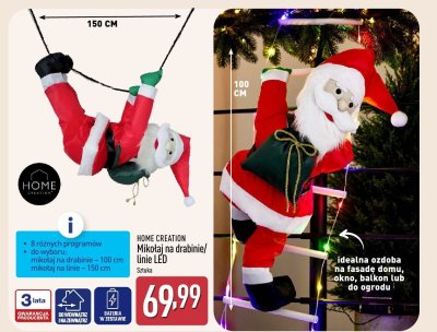Mikołaj na drabinie/Linie LED HOME CREATION promocja w Aldi