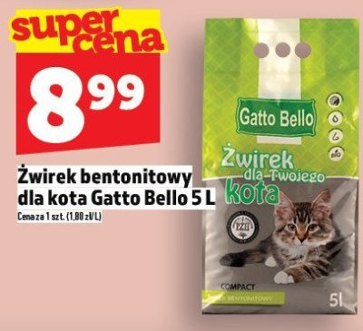 Żwirek bentonitowy dla kota Gatto Bello 5 L promocja w TOPAZ