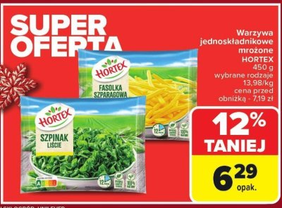 Warzywa jednoskładnikowe mrożone HORTEX fasolka szparagowa promocja w Carrefour Market
