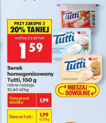 Serek homogenizowany Tutti, 150 g: różne rodzaje promocja w Biedronka