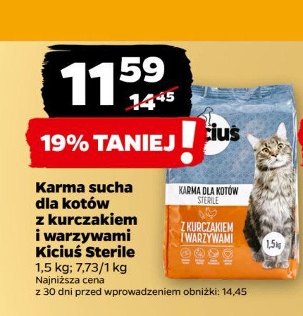 Karma dla kota po sterylizacji Kiciuś promocja