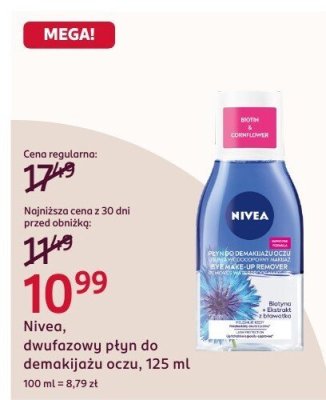 Dwufazowy płyn Nivea do demakijażu oczu, 125 ml promocja w Rossmann