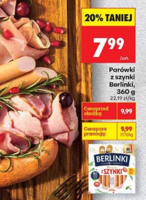 Parówki z szynki, 360 g promocja w Biedronka