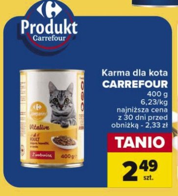 Karma dla kota z wołowina CARREFOUR COMPANINO promocja