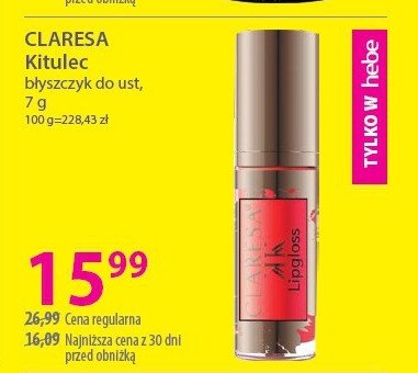 Błyszczyk do ust 02 Claresa kitulec promocja w Hebe