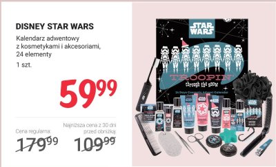 Kalendarz adwentowy z kosmetykami i akcesoriami Star Wars promocja w Rossmann