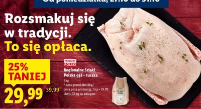 Gęś Polska - tuszka promocja w Lidl