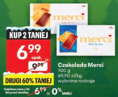 Czekolada Merci 100 g wybrane rodzaje promocja w Delikatesy Centrum
