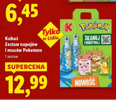 Zestaw napojów i musów Pokemon promocja w Lidl