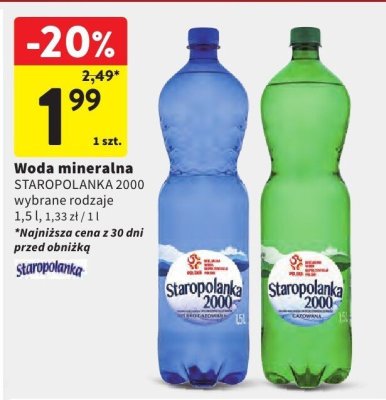 Woda mineralna wybrane rodzaje promocja w Intermarche