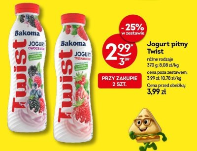 Jogurt pitny Twist różne rodzaje 370 g promocja w Żabka