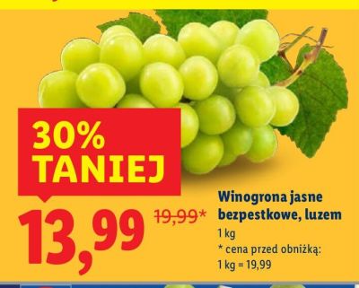 Winogrona jasne bezpestkowe, luzem promocja w Lidl