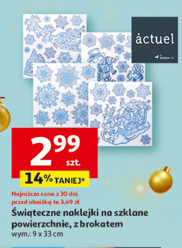 Naklejki świąteczne 9 x 33 cm Actuel promocja