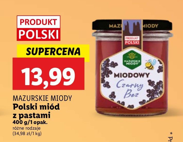 Miód z czarnym bzem Mazurskie miody Mazurskie miody1 promocja w Lidl