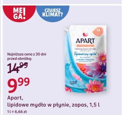 Lipidowe mydło w płynie Apart, zapas, 1,5 l promocja w Rossmann
