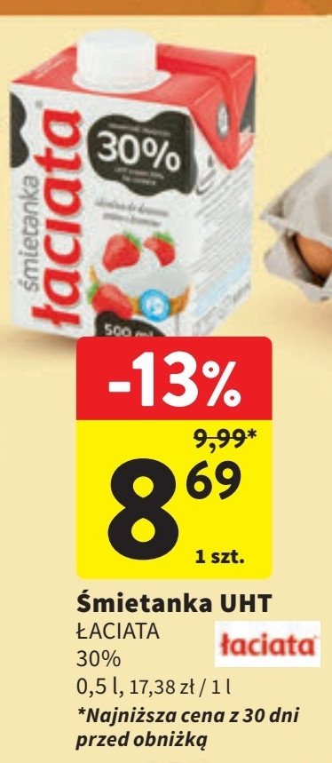 Śmietanka 30 % Łaciata promocja w Intermarche