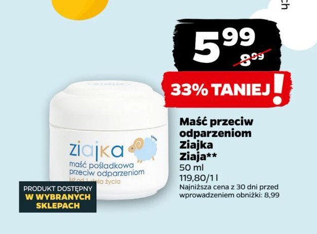 Maść pośladkowa przeciw odparzeniom Ziaja ziajka promocja