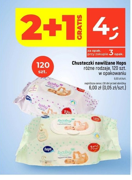 Chusteczki nawilżane HOPS BABY PURE promocja w Dealz