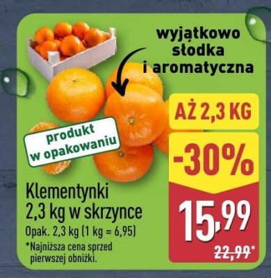 Klementynki 2,3 kg w skrzynce promocja w Aldi