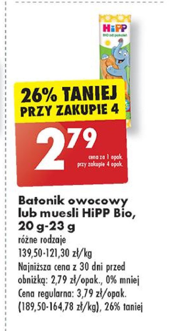 Batonik jabłka-banany Hipp owocowy przyjaciel promocja w Biedronka