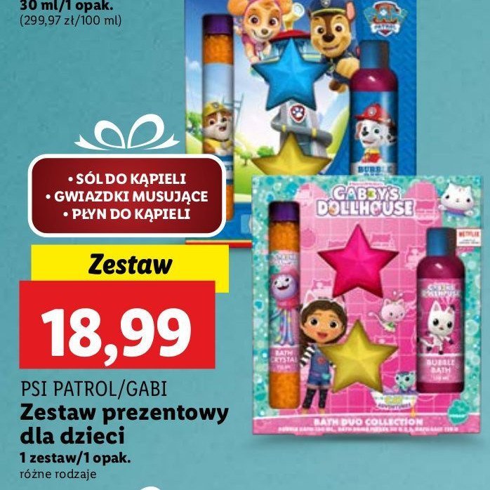 Zestaw w pudełku koci domek gabi: sól do kąpieli + gwiazdki musujące + płyn do kąpieli promocja