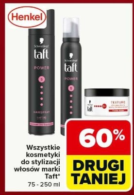 Wszystkie kosmetyki do stylizacji włosów marki Taft 75 - 250 ml promocja w Carrefour