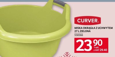 Miska Curver okrągła z uchwytami 27L zielona promocja w Selgros