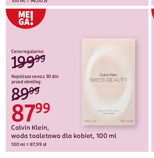 Woda toaletowa Calvin klein sheer beauty promocja w Rossmann