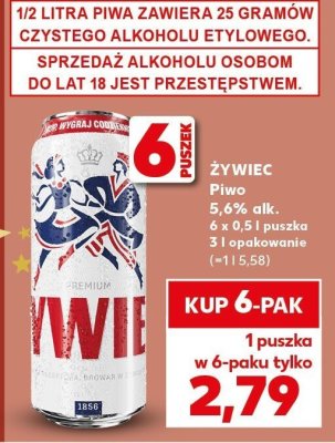 Piwo Żywiec 5,6% 6x0,5 l promocja w Kaufland