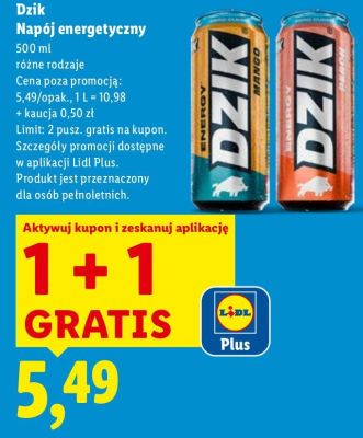 Napój energetyczny  promocja w Lidl