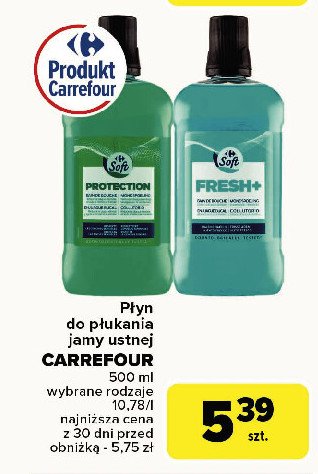 Płyn do płukania jamy ustnej protection Carrefour soft promocja w Carrefour