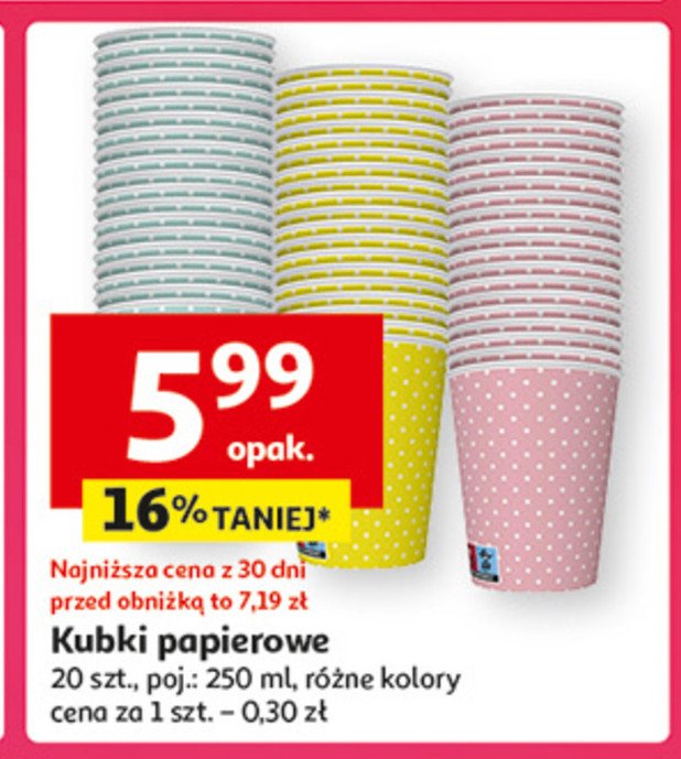 Kubki jednorazowe 250 ml promocja w Auchan