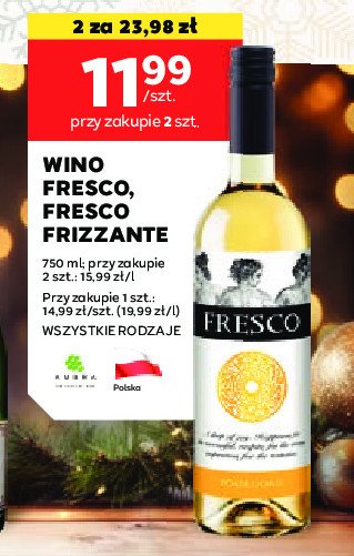 Wino Fresco frizzante white promocja w Stokrotka