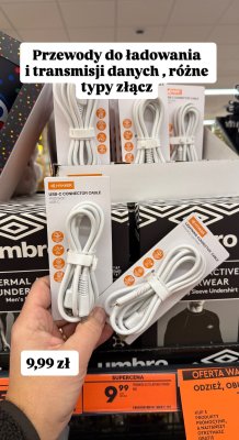 Przewody do ładowania i transmisji danych, różne rodzaje promocja w Biedronka