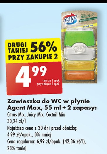Zawieszka do wc citrus mix + 2 x zapas Agent max active & clean promocja