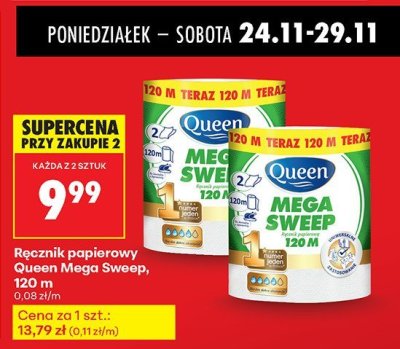 Ręcznik papierowy Queen Mega Sweep 120m promocja w Biedronka