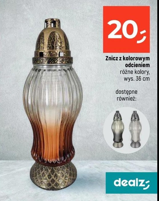 Znicz z kolorowym odcieniem 36 cm promocja