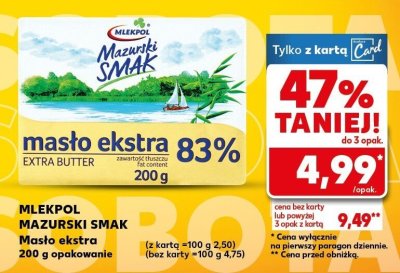 Masło ekstra Mazurski Smak 83% promocja w Kaufland
