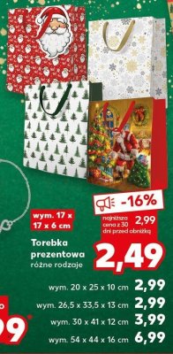 Torebka prezentowa różne rodzaje wym. 20 x 25 x 10 cm promocja w Kaufland