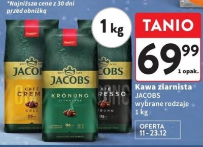 Kawa ziarnista JACOBS promocja w Intermarche