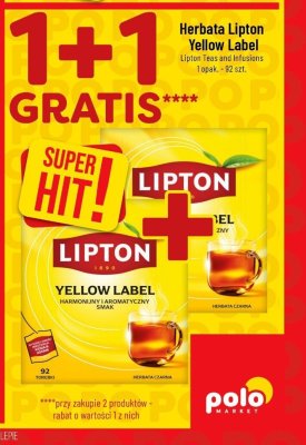 Herbata Lipton Yellow Label 1+1 gratis promocja w POLOmarket