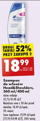 Szampon do w艂os贸w classic clean Head&shoulders promocja