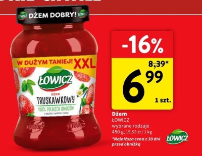 Dżem Łowicz wybrane rodzaje promocja w Intermarche