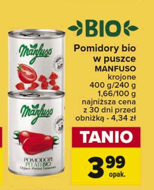 Pomidory bez skóry w puszce Manfuso promocja
