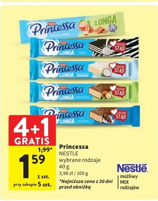 Wafelek mleczny Princessa longa promocja w Intermarche