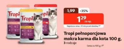 Karma pełnoporcjowa mokra dla kota 100 g Tropi promocja w KAKADU